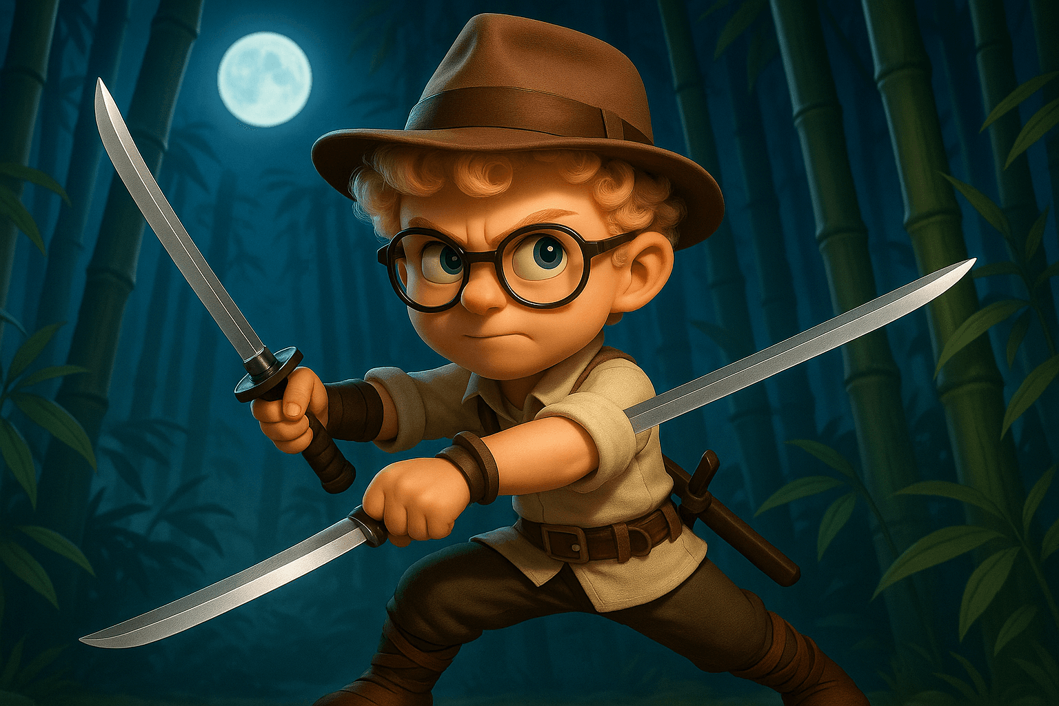 Child as ninja character in custom story